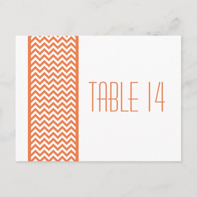 Orange Chevron Bordure Numéro de table Carte posta (Devant)