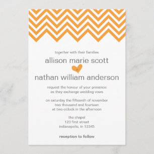 Orange Chevron Faire-part de mariage