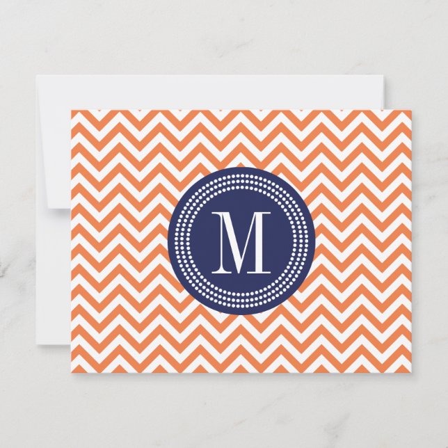 Orange Chevron Zigzag Personnalisé Monogramme (Devant)