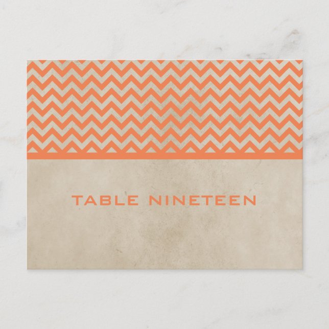 Orange Chic Chevron Numéro de table Carte postale (Devant)