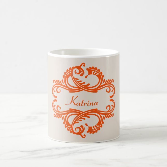 Orange Chic Damask Mug (Centre)