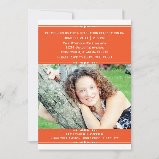 Orange Chic Photo Invitation (Devant)