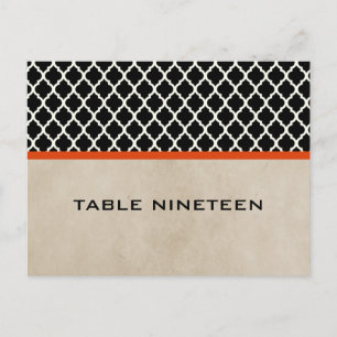 Orange Chic Quatrefoil Numéro de table Carte posta