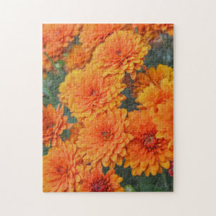 Orange Chrysanthemum Flower Garden Art Puzzle