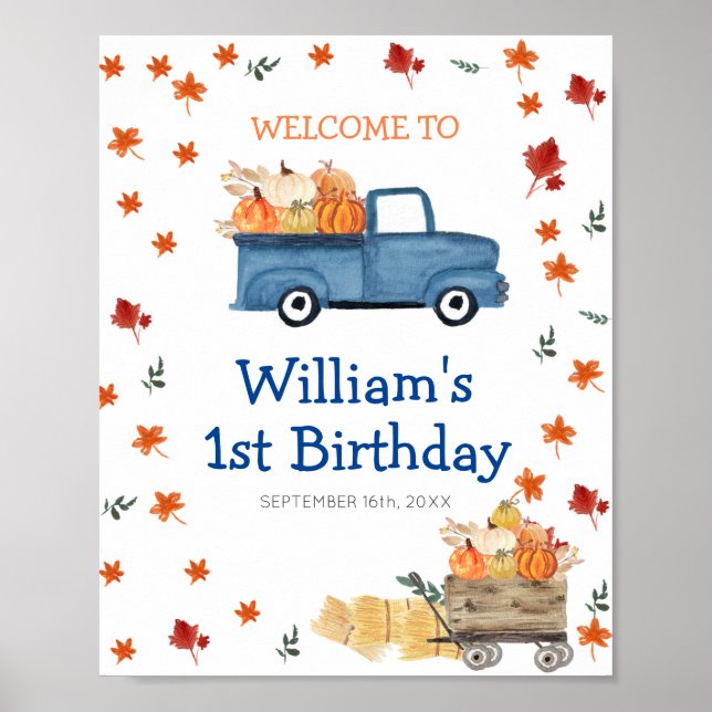 Orange Citrouille Blue Truck Affiche de bienvenue  (Devant)