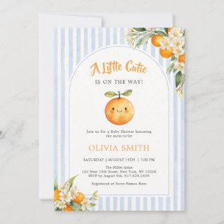Orange Citrus Little Cutie Baby Shower Invitation