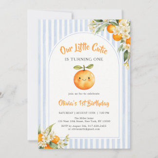 Orange Citrus Little Cutie Birthday Invitation