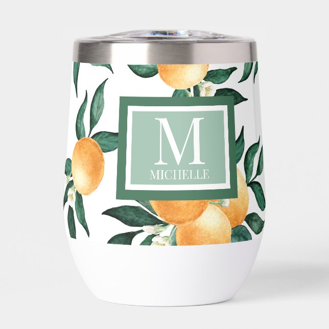 Orange Citrus Watercolor Monogram Name (Avant)