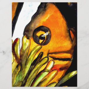 Orange Clown Poisson aquarelle peinture d'art orig