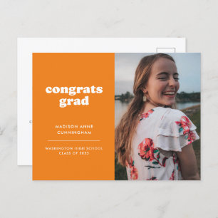 Orange Congrats Grad Photo Grad Invitation