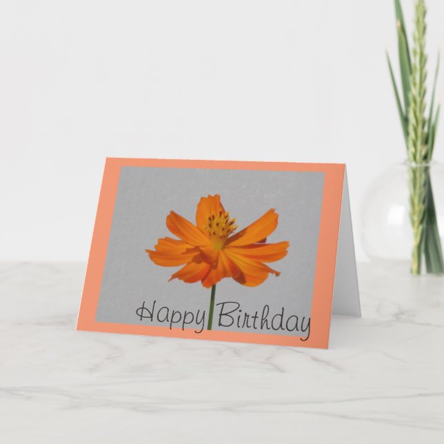 Orange Cosmos Bonne Carte de voeux Anniversaire (Devant)