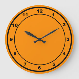 Orange Couleur Forme ronde Mur Acrylique Horloge