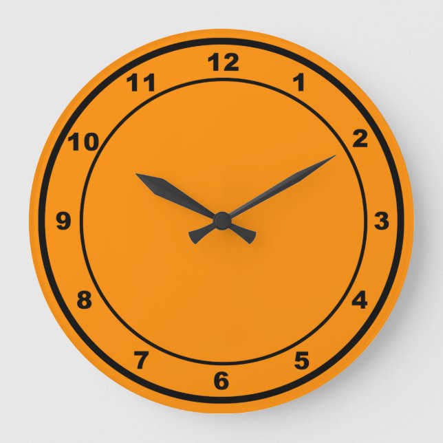 Orange Couleur Forme ronde Mur Acrylique Horloge (Recto)