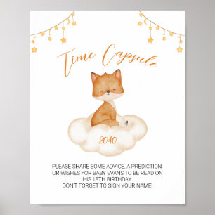 Orange Cute Fox Baby shower temps Capsule Poster