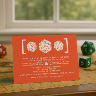 Orange D20 Dice Gamer Faire-part de mariage