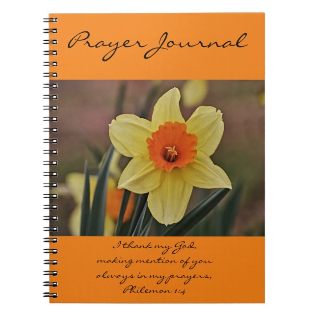 Orange Daffodil Prayer Journal Philemon 1:4 (Devant)