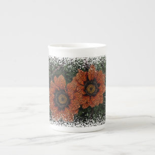 Orange Daisy Balls Bone China Mug