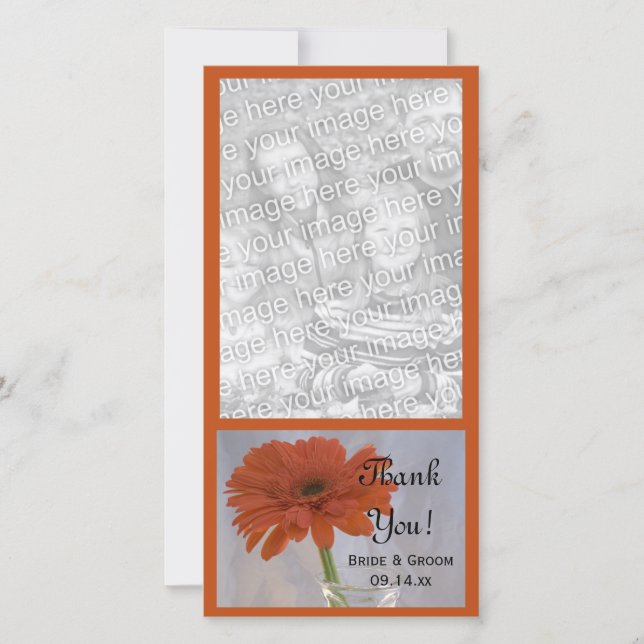 Orange Daisy dans Vase Mariage Merci Carte photo (Devant)