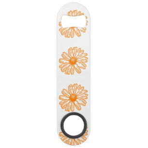 Orange Daisy Flower Print, Vintage motif floral