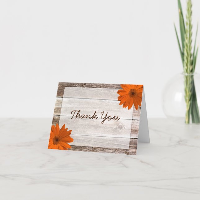 Orange Daisy Rustic Barn Merci en bois (Devant)