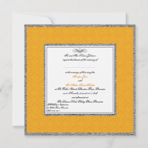 Orange Damask avec Pewter U.K. Faire-part de maria