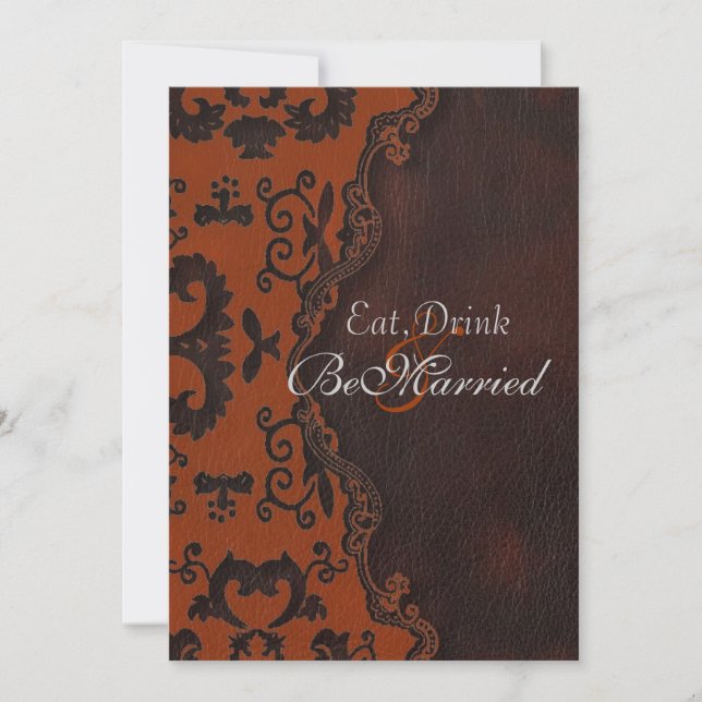 Orange Damask Western Rehearsdinner Invitations (Devant)
