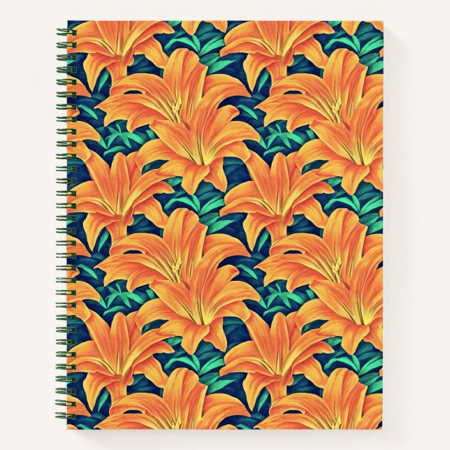 Orange Day Lilies with Green Feuille Journal (Devant)