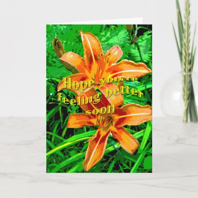 Orange Daylily Sentez Mieux Bientôt Carte (Devant)