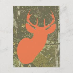 Orange Deer + Camo Anniversaire Carte postale Invi
