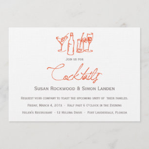 Orange des invitations de cocktail de mariage