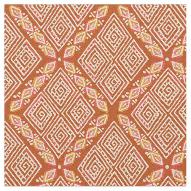Orange Diamond Formes Boue Tissu Inspiré (Fermer)