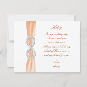 Orange Diamond Infinity Mariage Carte Maid Of Hono
