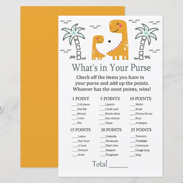 Orange Dino Qu'y a-t-il dans votre baby shower de  (Devant / Derrière)