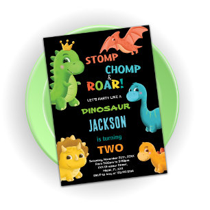 Orange Dinosaur Invitations d'anniversaire