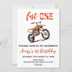 Orange Dirt Vélo 1er Anniversaire Invitation