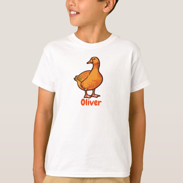 Orange Duck Kids T-Shirt – Cute and Playful Animal (Devant)