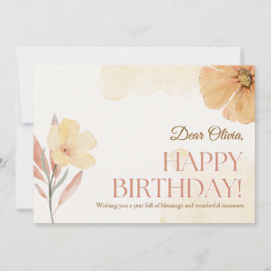 Orange Elegant Aquarelle Floral Anniversaire