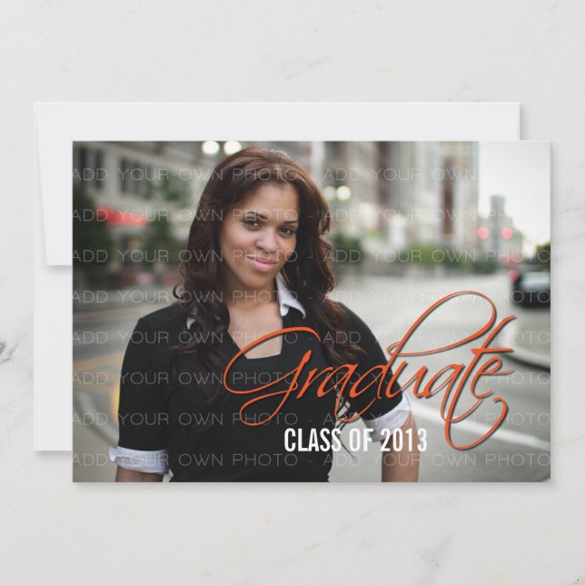 Orange Elegant Script Photo Invitation (Devant)