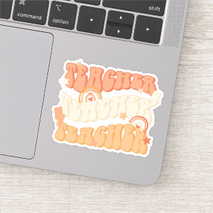 Orange Enseignant Enseignant Retro Vinyl Sticker