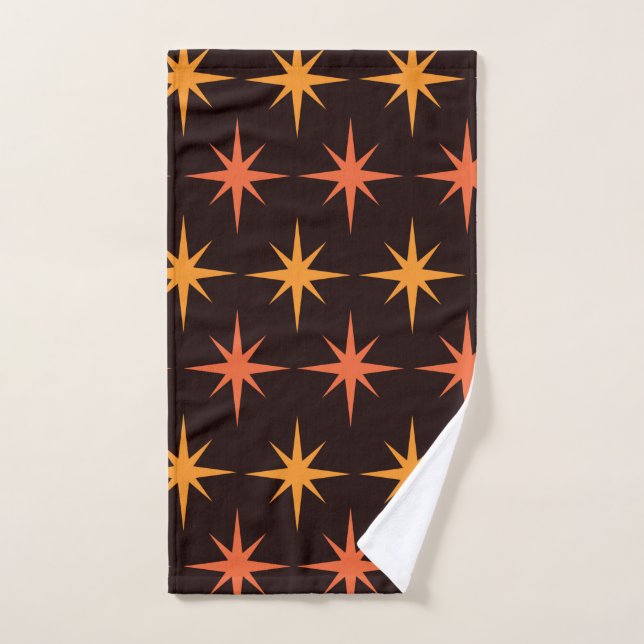 Orange et Ambre Starburst Moderne du Milieu du XXe (Serviette à main)