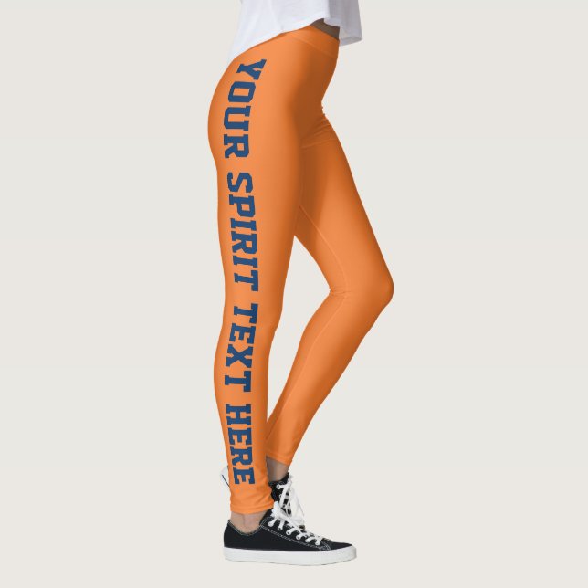 Orange et bleu Custom School Spirit Texte Leggings (Droite)