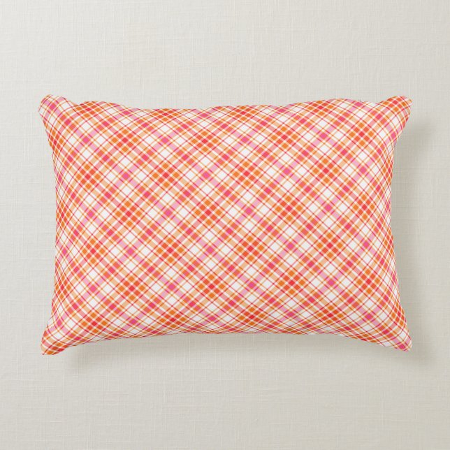 Orange et coussin d'accent de plaid de roses (Devant)