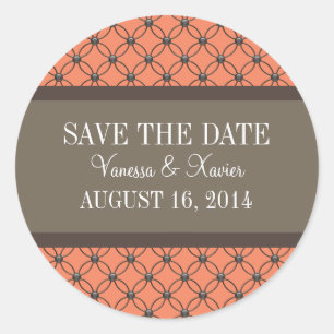 Orange Fancy Lattice Enregistrer les stickers Date