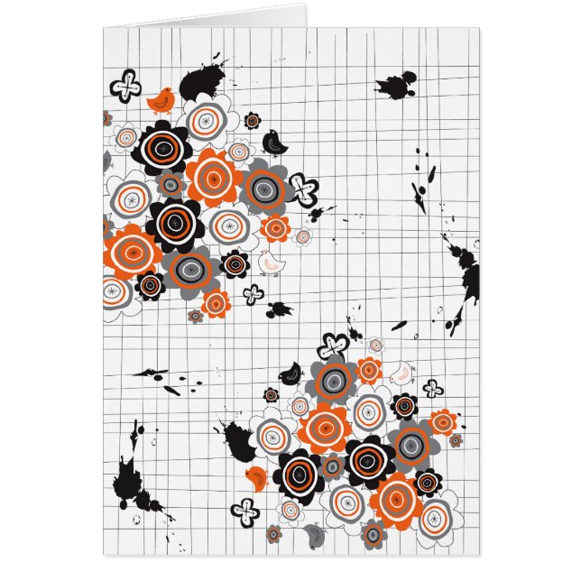 Orange Fleurs Chicks Grunge Ink Blots Doodles Kid (Devant)