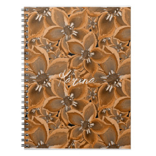 Orange, fleurs d'aquarelle grise. carnet