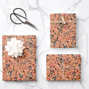 Orange Fleurs Feuilles Berries Aquarelle Floral
