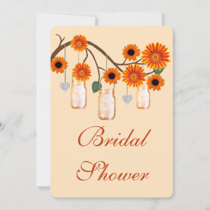 Orange Fleurs Mason Jars Invitation douche nuptial
