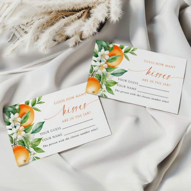 Orange Floral Combien de baisers Douche Carte de j (Créateur téléchargé)