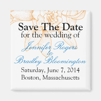 Orange Floral Enregistrer La Date Mariage Magnets