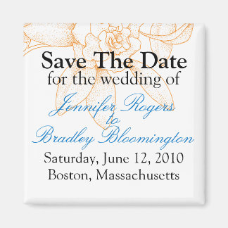 Orange Floral Enregistrer La Date Mariage Magnets